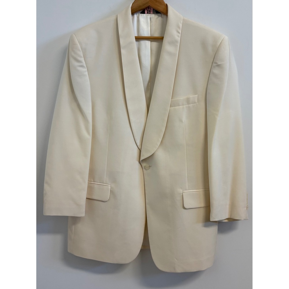 Jos. A. Bank Mens 44 RG Ivory 100% Wool Shawl Lapel Dinner Jacket Tuxedo Blazer